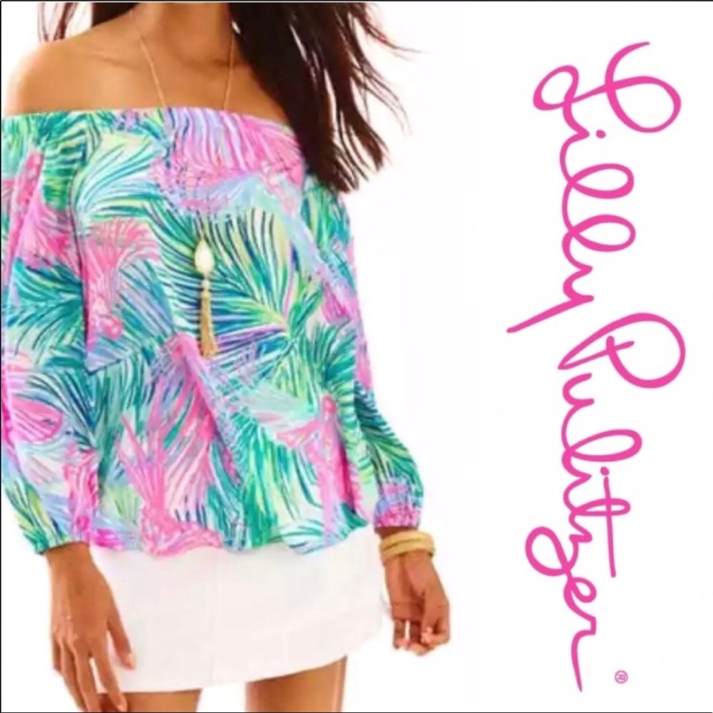 NWOT Lilly Pulitzer Adira silk off shoulder top!